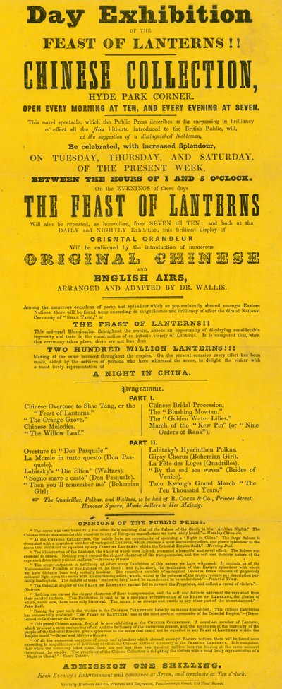 Werbung für The Chinese Collection, Hyde Park Corner, Piccadilly, London von English School