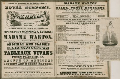 Werbung für The Walhalla, Leicester Square, unter der Leitung von Madame Warton von English School