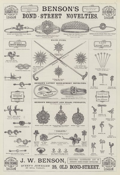 Werbung, J W Benson (Gravur) von English School