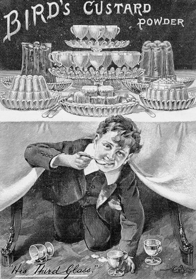 Werbung für Birds Custard Powder, aus The King, 1. Juni 1901 von English School