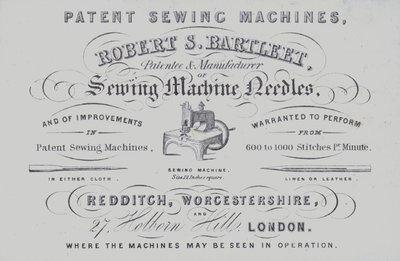 Werbung für Robert S Bartleet Nähmaschinen von English School