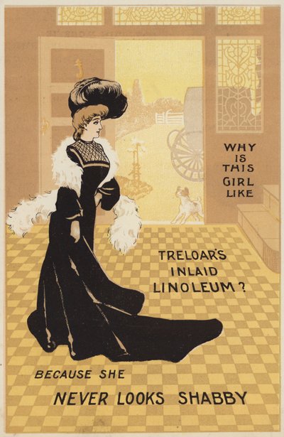 Werbung für Treloars Inlaid Linoleum von English School