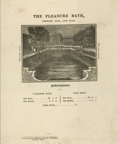 Werbung für die Pleasure Baths von English School