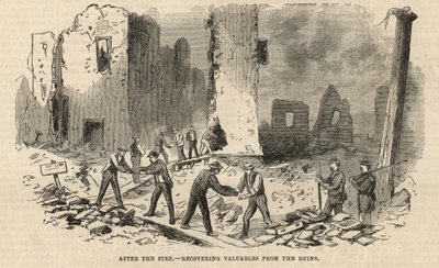 Nach dem Feuer - Wertgegenstände aus den Ruinen bergen von English School