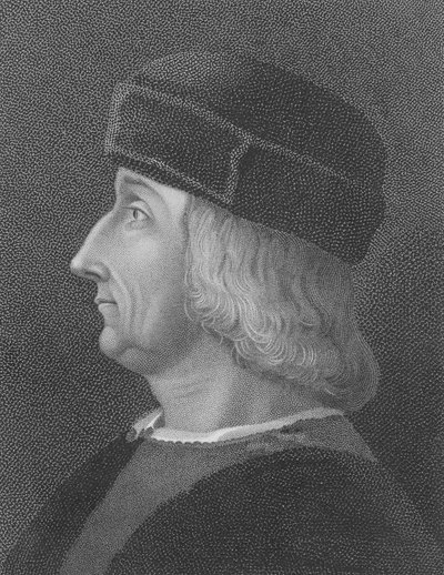 Aldus Manutius, nach einem Porträt von Bellini von English School
