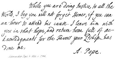 Alexander Pope (1688-1744), Brief an Earl Halifax, 1714 von English School