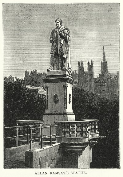 Allan Ramsays Statue (Stich) von English School