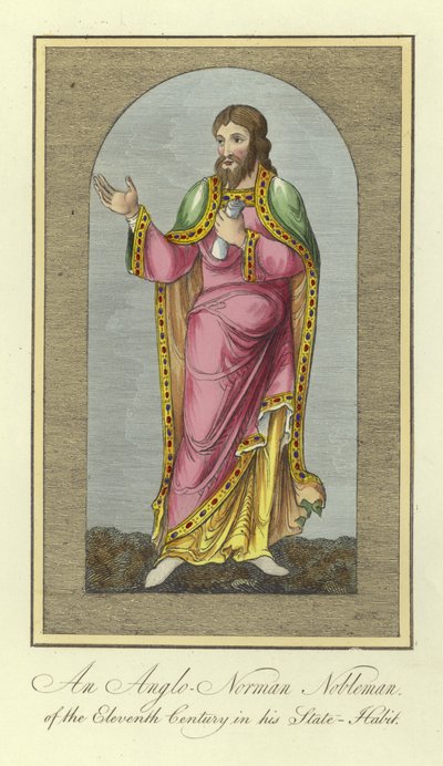 Ein anglo-normannischer Edelmann des 11. Jahrhunderts in seiner Staatskleidung von English School