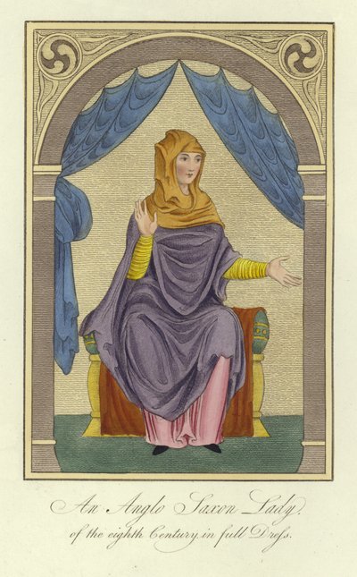 Eine angelsächsische Dame des 8. Jahrhunderts in voller Kleidung von English School