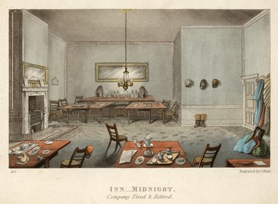Ein Gasthaus um Mitternacht; Gesellschaft müde und zurückgezogen von English School