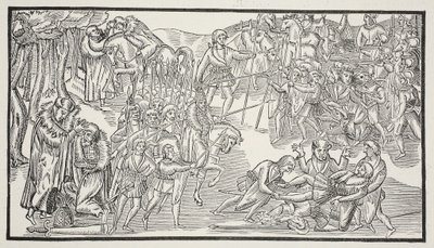 Der letzte Kampf eines irischen Häuptlings, 1581 von English School