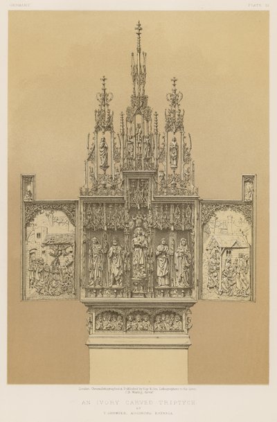 Ein geschnitztes Elfenbein-Triptychon von T Gremser, Augsburg, Bayern von English School