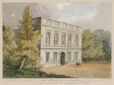 Ein altes Herrenhaus im oberen Mall, Hammersmith, soll der Pavillon von Königin Katherine gewesen sein von English School