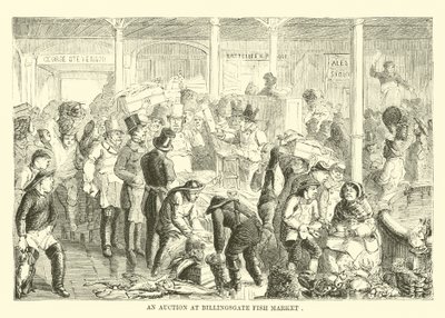 Eine Auktion auf dem Billingsgate-Fischmarkt von English School