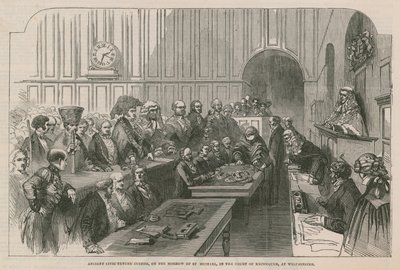 Altes städtisches Pachtbrauch, am Spiegel von St. Michael, im Gericht der Schatzkammer, in Westminster von English School