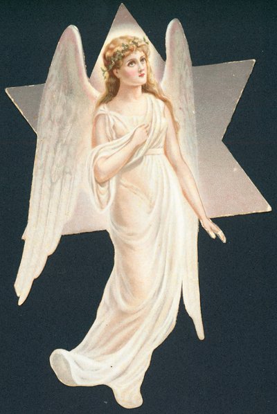 Leuchtender Engel, Weihnachtskarte von English School