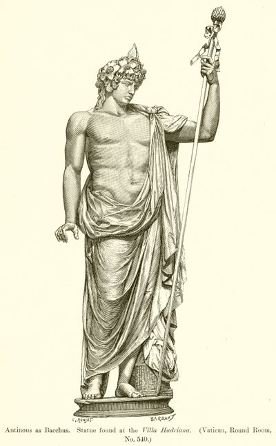 Antinous als Bacchus. Statue gefunden in der Villa Hadriana. (Vatikan, Rundsaal, Nr. 540) von English School