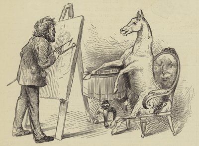 Künstler malt Pferd (Gravur) von English School