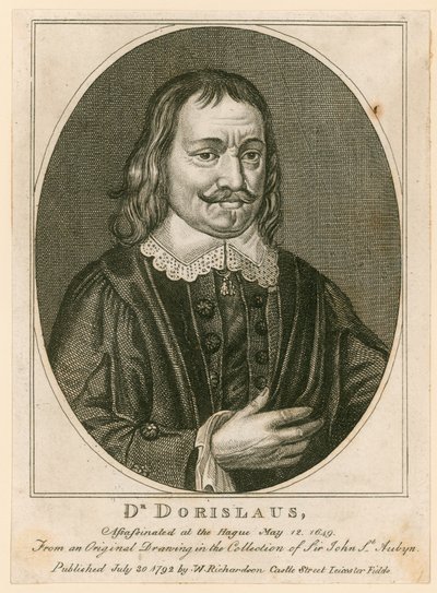 Ermordung von Dr. Isaac Dorislaus, Mai 1649 (Gravur) von English School