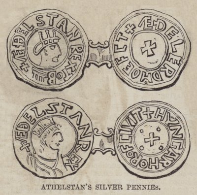Athelstans Silberpfennige (Gravur) von English School