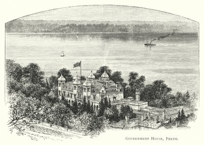 Australien: Regierungsgebäude, Perth (Gravur) von English School