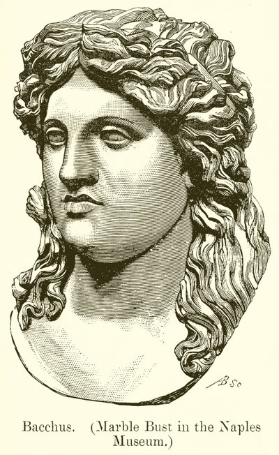 Bacchus. (Marmorbüste im Museum von Neapel) (Gravur) von English School