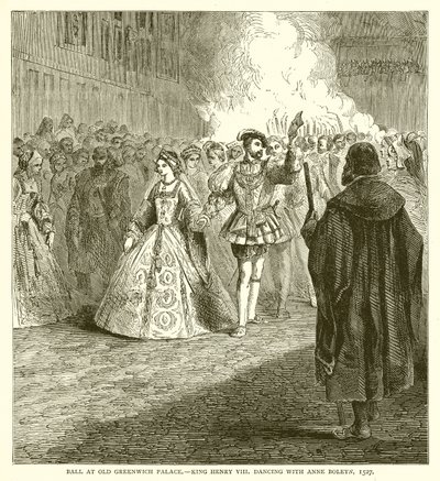 Ball im alten Greenwich-Palast.—König Heinrich VIII. tanzt mit Anne Boleyn, 1527 von English School