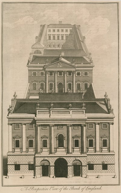 Bank of England, George Sampsons Gebäude, 1734 von English School
