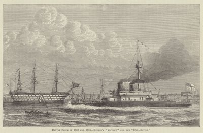 Kriegsschiffe von 1800 und 1875, Nelsons "Victory" und die "Devastation" von English School