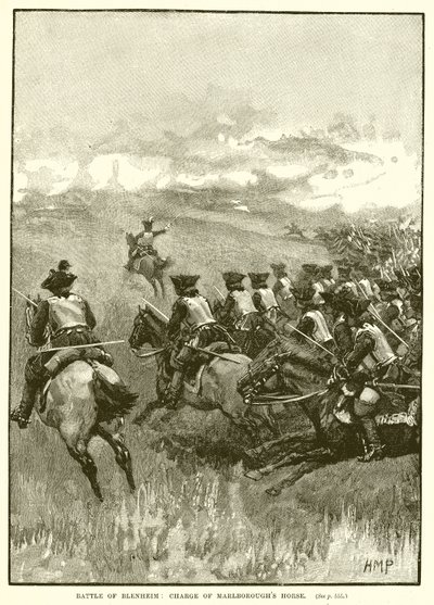 Schlacht bei Blenheim: Angriff der Kavallerie von Marlborough von English School