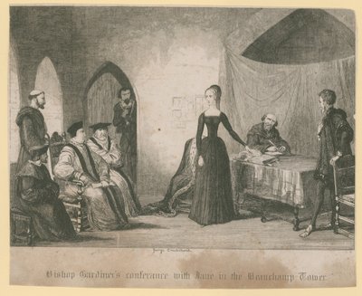 Bischof Gardiners Konferenz mit Jane im Beauchamp Tower von English School
