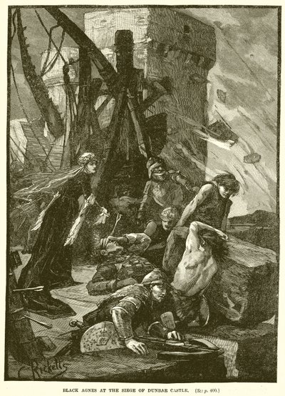 Schwarze Agnes bei der Belagerung von Dunbar Castle von English School