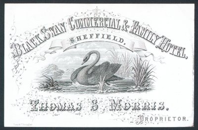 Black Swan Commercial & Family Hotel, Sheffield, Visitenkarte von English School