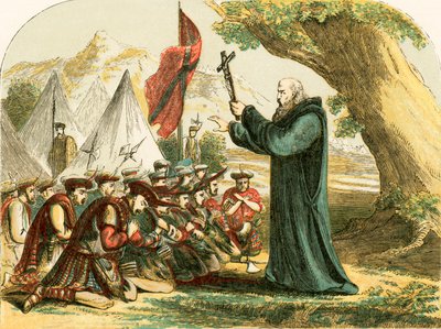 Segnung der schottischen Soldaten vor der Schlacht von Bannockburn von English School