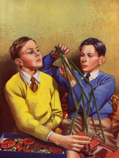 Jungen bauen mit einem Baukasten von English School