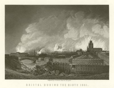 Bristol während der Unruhen 1831 von English School