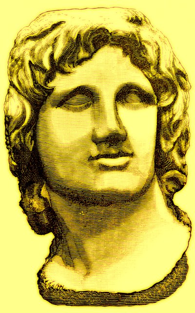Büste von Alexander dem Großen, Illustration aus Geschichte Roms von Victor Duruy, veröffentlicht 1884 von English School