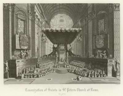 Heiligsprechung von Heiligen in der Peterskirche, Rom, 1712 von English School