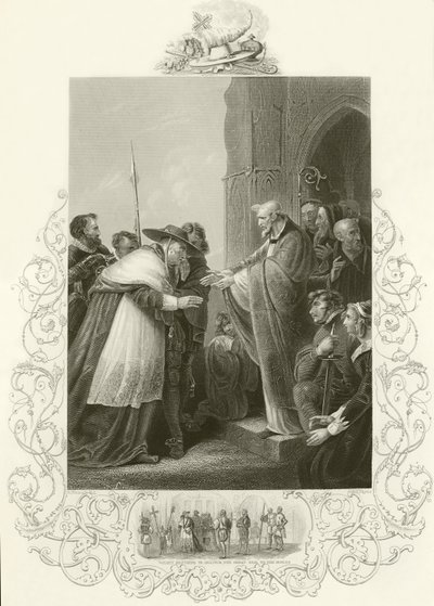 Kardinal Wolsey betritt die Abtei von Leicester von English School