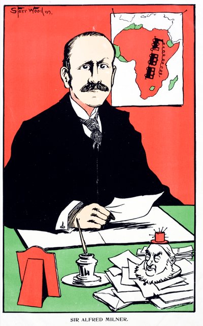 Karikatur von Sir Alfred Milner, britischer Kolonialgouverneur der Kapkolonie beim Ausbruch des Zweiten Burenkriegs von English School