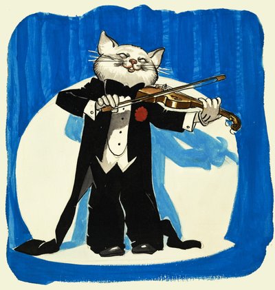 Katze im Smoking spielt Geige von English School
