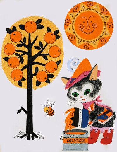 Katze malt die Welt orange von English School
