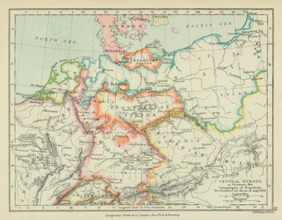 Mitteleuropa zur Veranschaulichung der Feldzüge Napoleons von English School