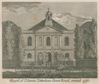 Kapelle von St. James, Tottenham Court Road, London, errichtet 1792 von English School