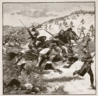 Angriff der Schotten bei Homildon Hill, Illustration aus Cassells Illustrierter Geschichte Englands von English School