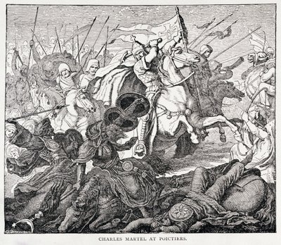 Karl Martell (ca. 688-741) in Poictiers, aus Die Geschichte Frankreichs, von Emile de Bonnechose, veröffentlicht von Ward, Lock und Co, London von English School