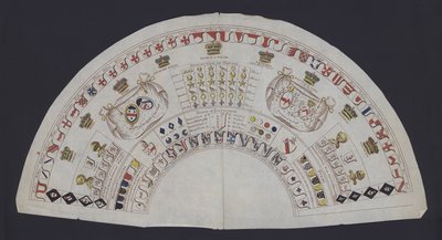 Tabelle mit den Rängen und heraldischen Symbolen des britischen Adels (Farblithografie) von English School