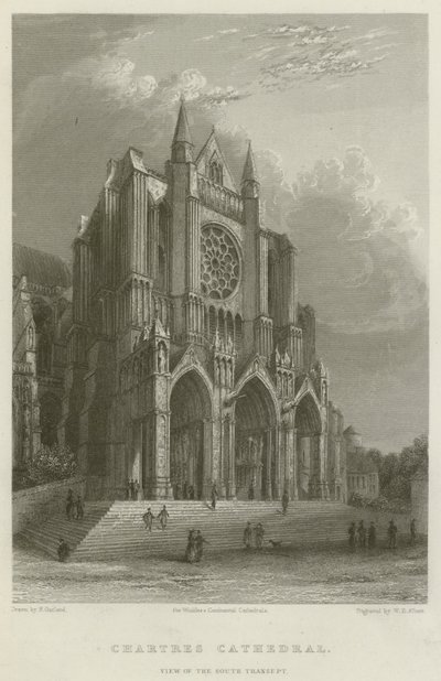 Kathedrale von Chartres, Ansicht des Südtransepts (Stich) von English School