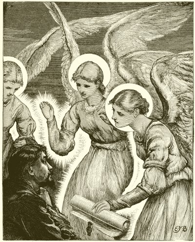 Christ und die Engel. Siehe, drei leuchtende kamen zu ihm und begrüßten ihn von English School