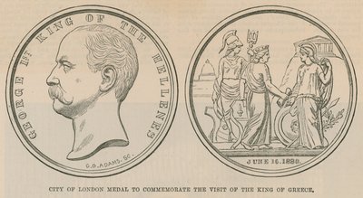 Stadt London Medaille zur Erinnerung an den Besuch des Königs von Griechenland im Juni 1880 von English School